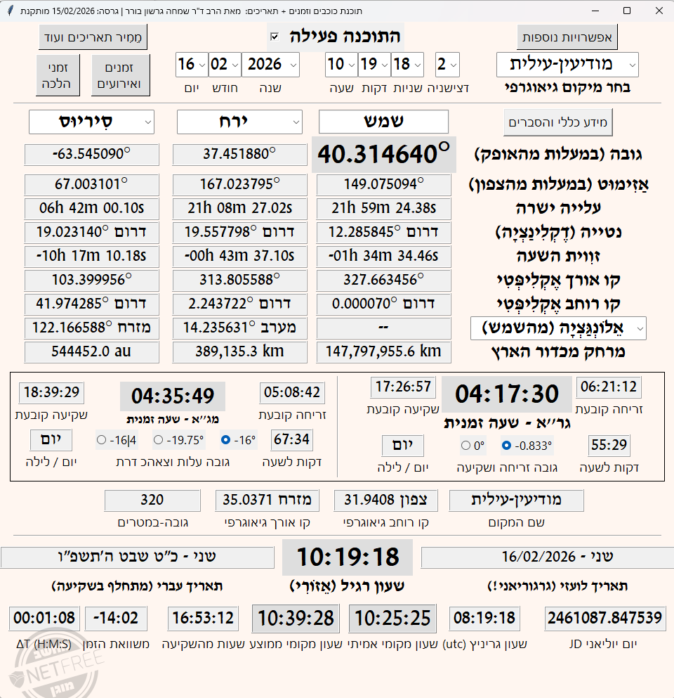 צילום מסך כוכבים וזמנים פלוס